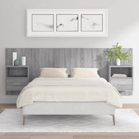 Testiera Letto con Comodini in Legno Multistrato Grigio Sonoma 3115698