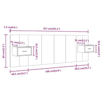 Testiera Letto con Comodini in Legno Multistrato Grigio Sonoma cod mxl 66568