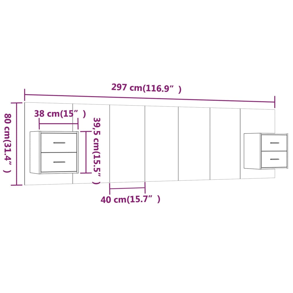 Testiera per Letto con Armadietti in Legno Multistrato Nero cod mxl 53291