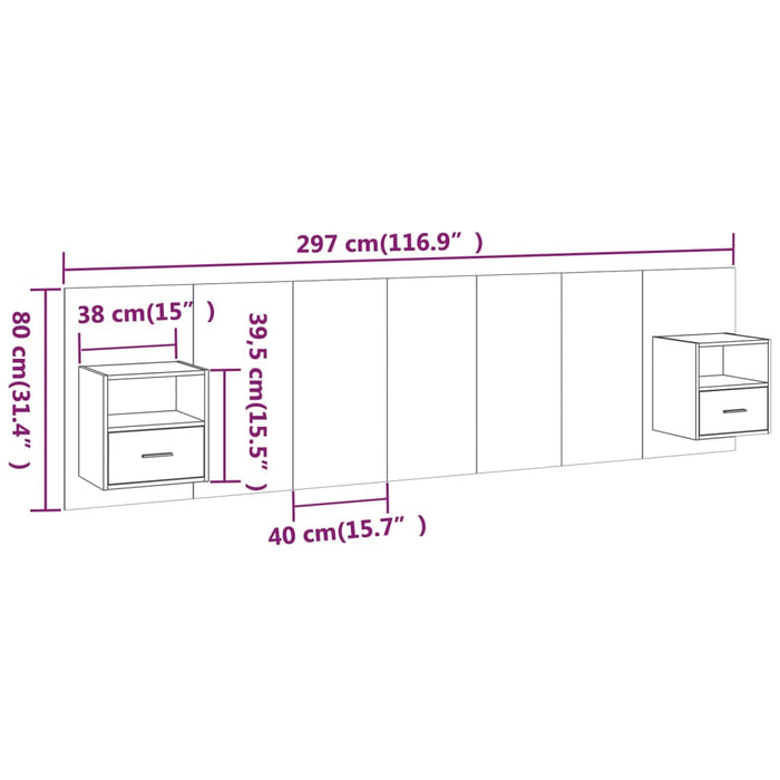 Testiera per Letto con Armadietti in Legno Multistrato Nero cod mxl 72927