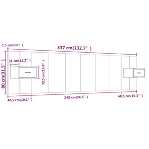 Testiera Letto con Comodini in Legno Multistrato Grigio Cemento 3115751