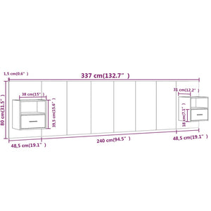 Testiera Letto con Comodini in Legno Multistrato Grigio Sonoma cod mxl 41672