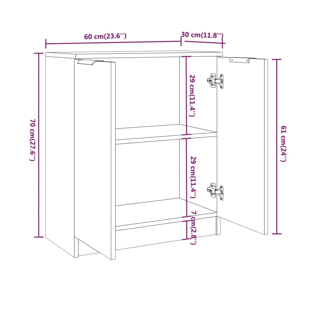 Credenze 3 pz Bianche in Legno Multistrato 3115780