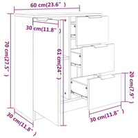 Credenze 2 pz Grigio Cemento 60x30x70 cm in Legno Multistrato 3115791