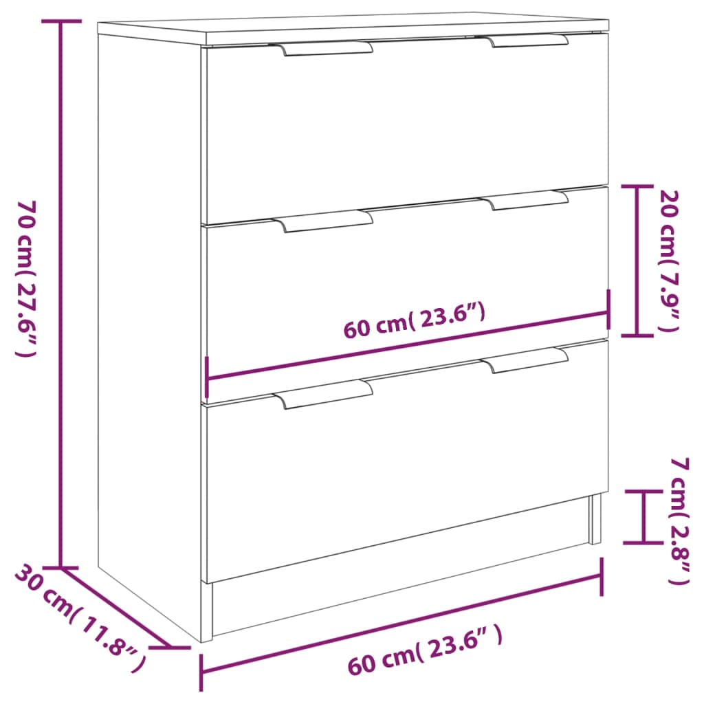 Credenze 3 pz Nere in Legno Multistrato 3115797