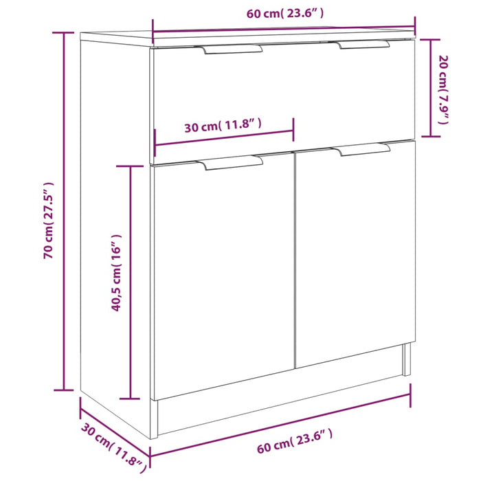 Credenze 3 pz Nere in Legno Multistrato 3115797