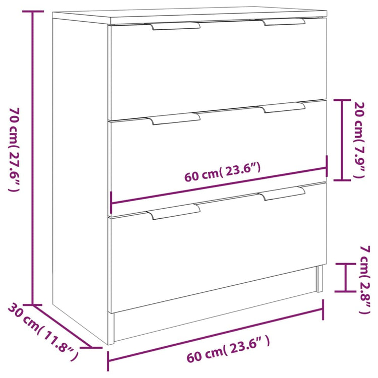 Credenze 3 pz Grigio Cemento in Legno Multistrato cod mxl 56170