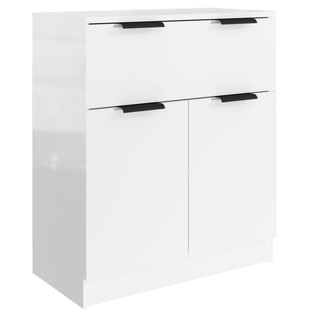 Credenze 3 pz Bianco Lucido in Legno Multistrato 3115800