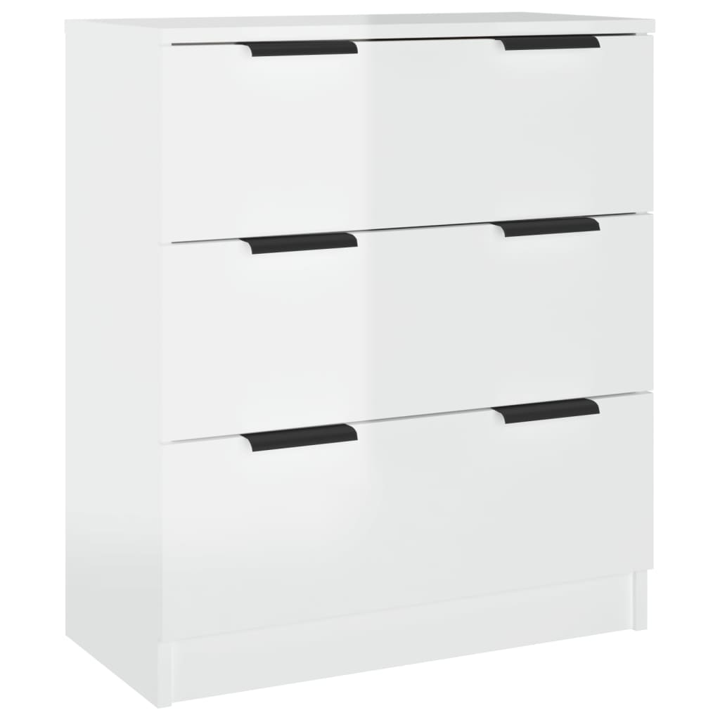 Credenze 3 pz Bianco Lucido in Legno Multistrato 3115800