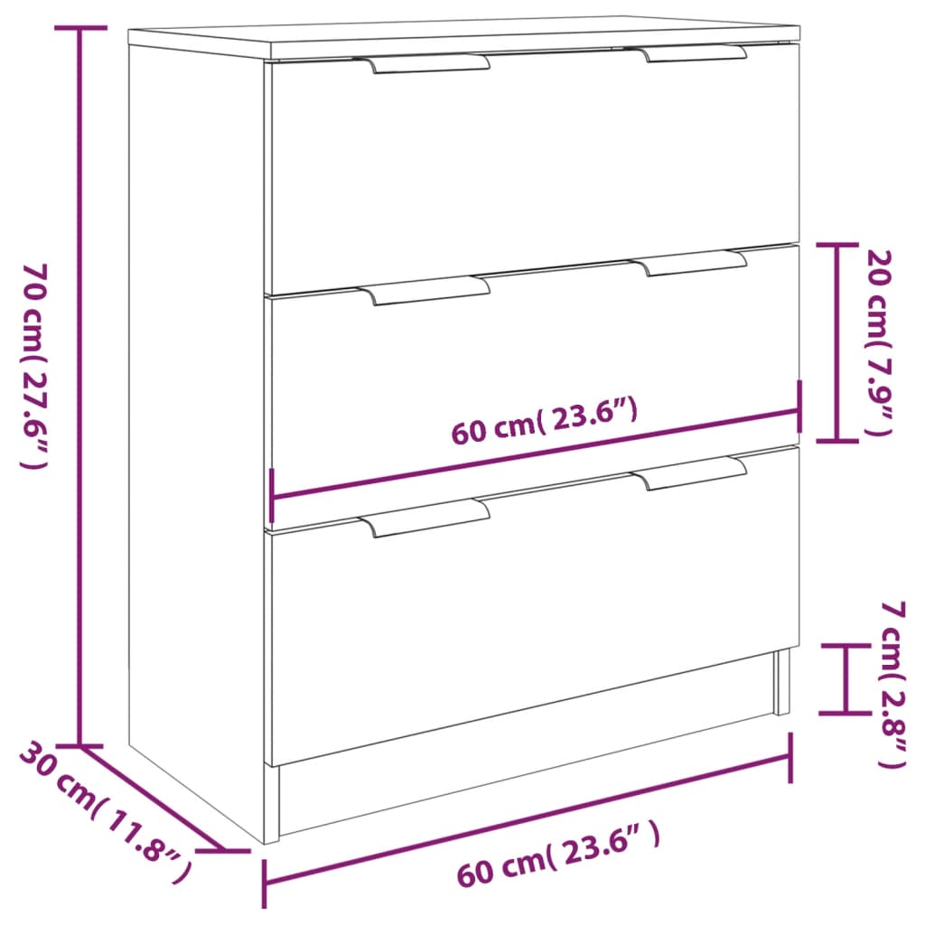 Credenze 3 pz Rovere Fumo in Legno Multistrato cod mxl 39087