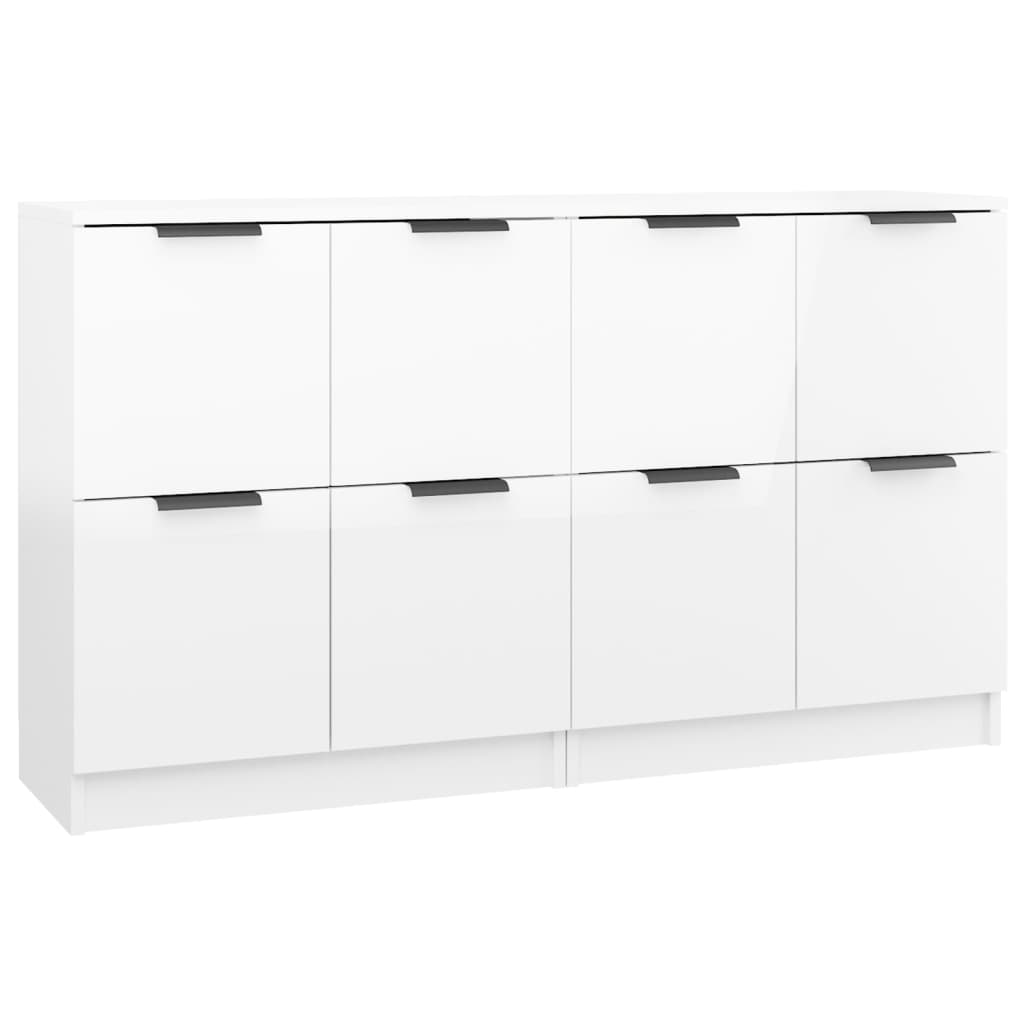 Credenze 2 pz Bianco Lucido 60x30x70 cm in Legno Multistrato cod mxl 63217