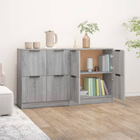 Credenze 2 pz Grigio Sonoma 60x30x70 cm in Legno Multistrato