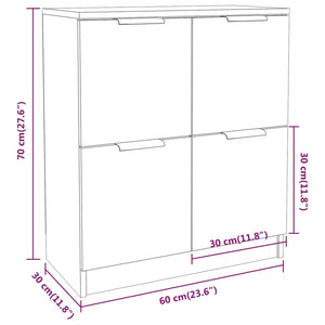 Credenze 2 pz Grigio Sonoma 60x30x70 cm in Legno Multistrato