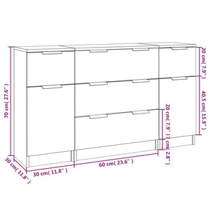 Set di Credenze 3 pz Rovere Sonoma in Legno Multistrato cod 10377