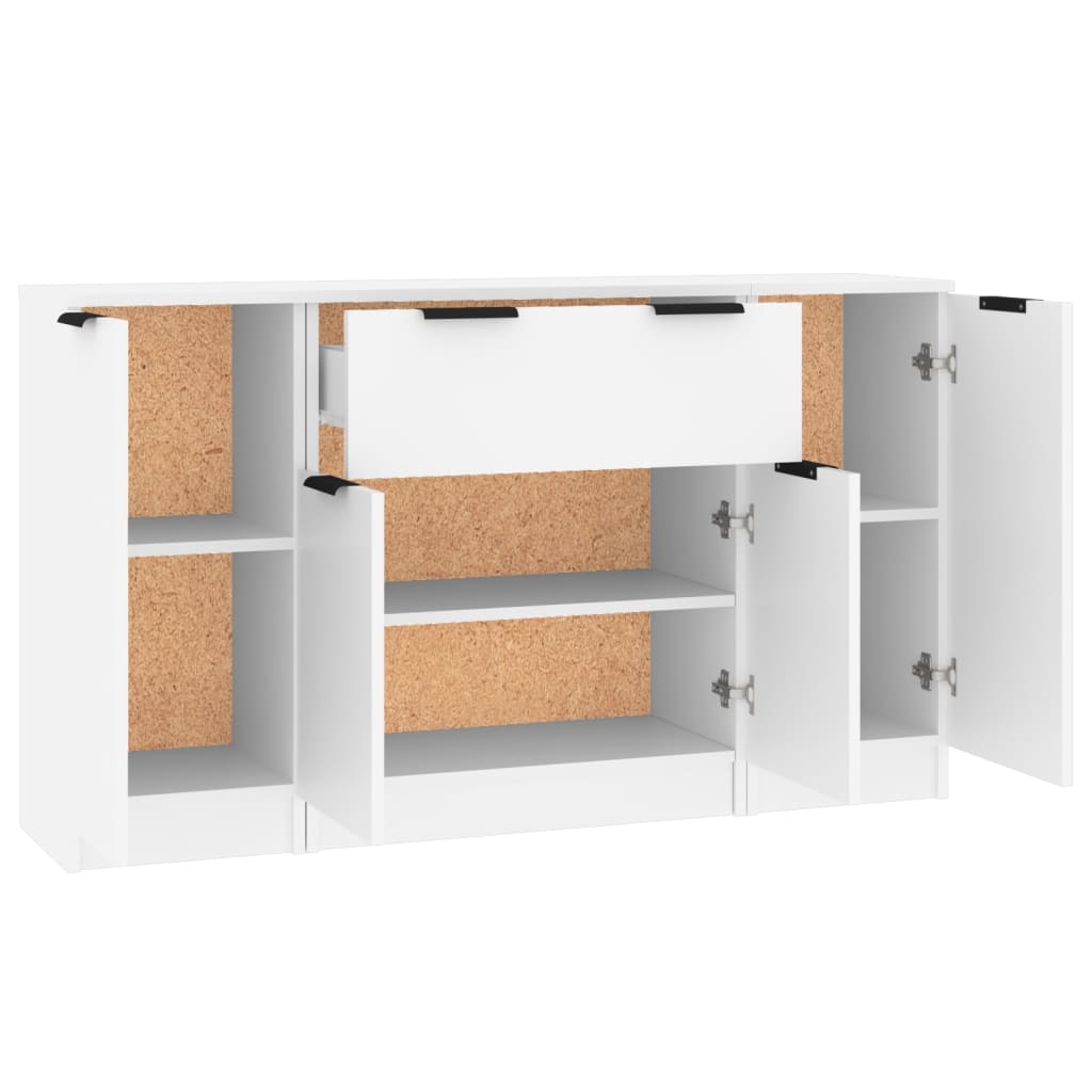 Credenze 3 pz Bianco in Legno Multistrato cod mxl 16888