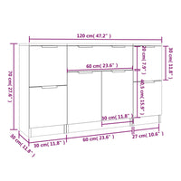 Credenze 3 pz Bianco Lucido in Legno Multistrato