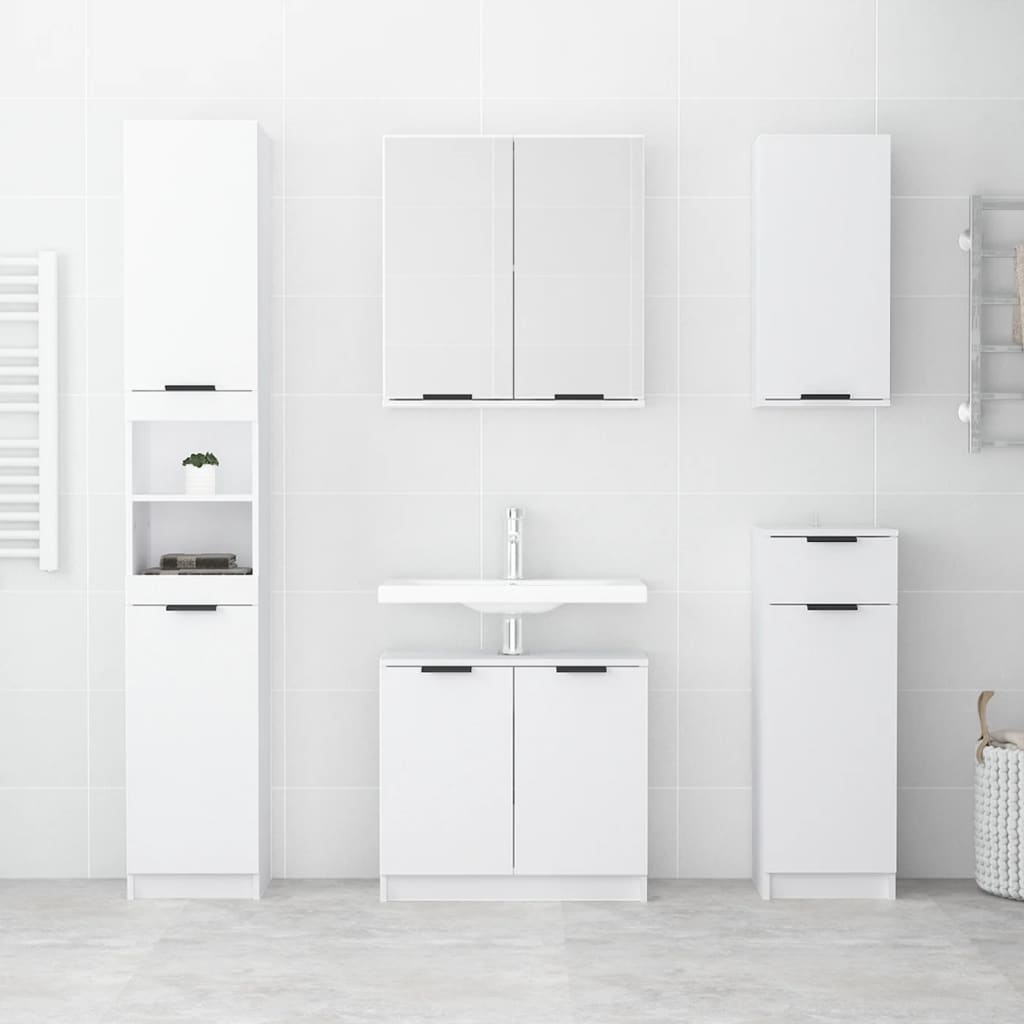 Set di Mobili da Bagno 5 pz Bianco in Legno Multistrato 3115852