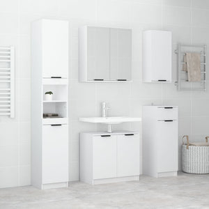 Set di Mobili da Bagno 5 pz Bianco in Legno Multistrato 3115852