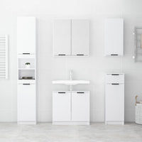 Set Mobili da Bagno 5 pz Bianco Lucido in Legno Multistrato 3115856