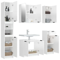 Set Mobili da Bagno 5 pz Bianco Lucido in Legno Multistrato 3115856