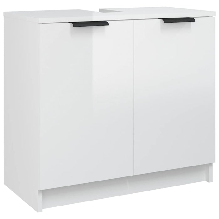 Set Mobili da Bagno 5 pz Bianco Lucido in Legno Multistrato 3115856