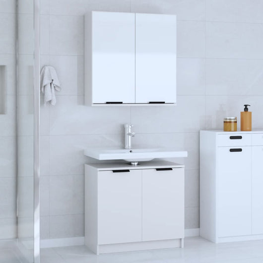 Set di Mobili da Bagno 2 pz Bianco in Legno Multistrato 3115860