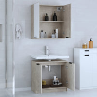 Set di Mobili da Bagno 2 pz Grigio Cemento in Legno Multistrato cod mxl 20627