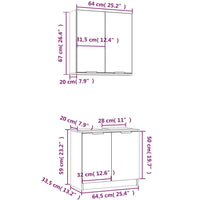 Set di Mobili da Bagno 2 pz Bianco Lucido in Legno Multistrato