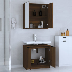 Set di Mobili da Bagno 2 pz Rovere Marrone in Legno Multistrato cod mxl 22949