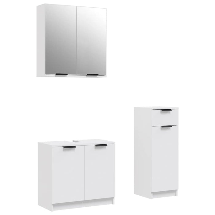 Set di Mobili da Bagno 3 pz Bianco in Legno Multistrato cod mxl 31378