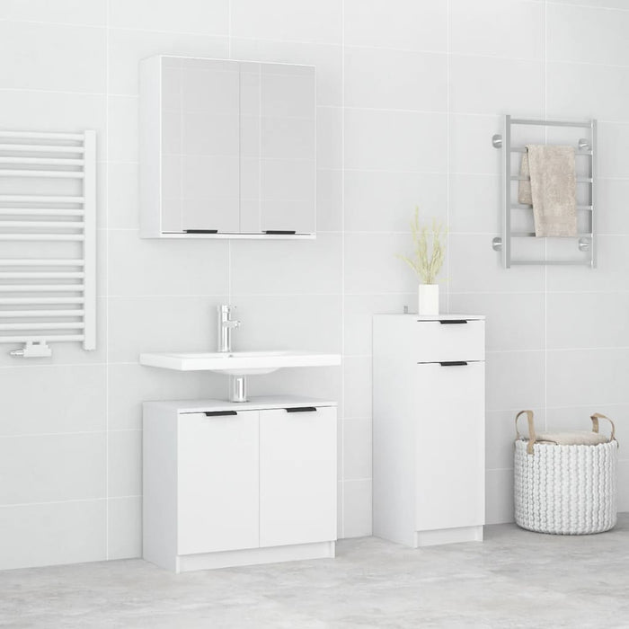 Set di Mobili da Bagno 3 pz Bianco in Legno Multistrato cod mxl 31378