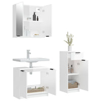 Set Mobili da Bagno 3 pz Bianco Lucido in Legno Multistrato 3115872