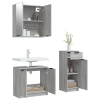 Set di Mobili da Bagno 3 pz Grigio Sonoma in Legno Multistrato cod mxl 12646