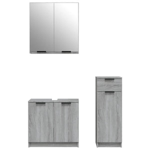 Set di Mobili da Bagno 3 pz Grigio Sonoma in Legno Multistrato cod mxl 12646