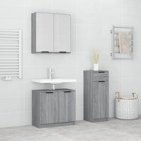 Set di Mobili da Bagno 3 pz Grigio Sonoma in Legno Multistrato cod mxl 12646