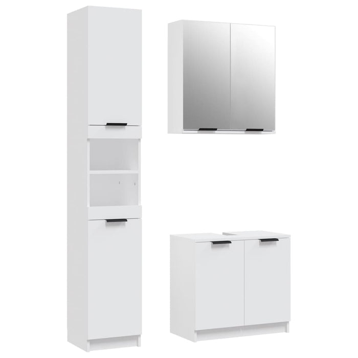 Set di Mobili da Bagno 3 pz Bianco in Legno Multistrato cod mxl 52850