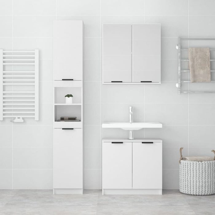 Set di Mobili da Bagno 3 pz Bianco in Legno Multistrato cod mxl 52850