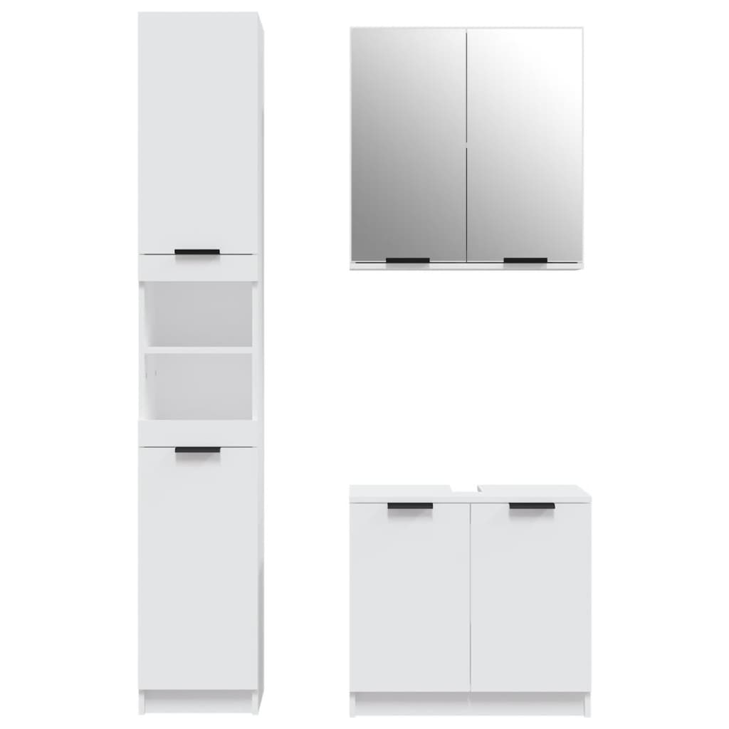 Set di Mobili da Bagno 3 pz Bianco in Legno Multistrato 3115876