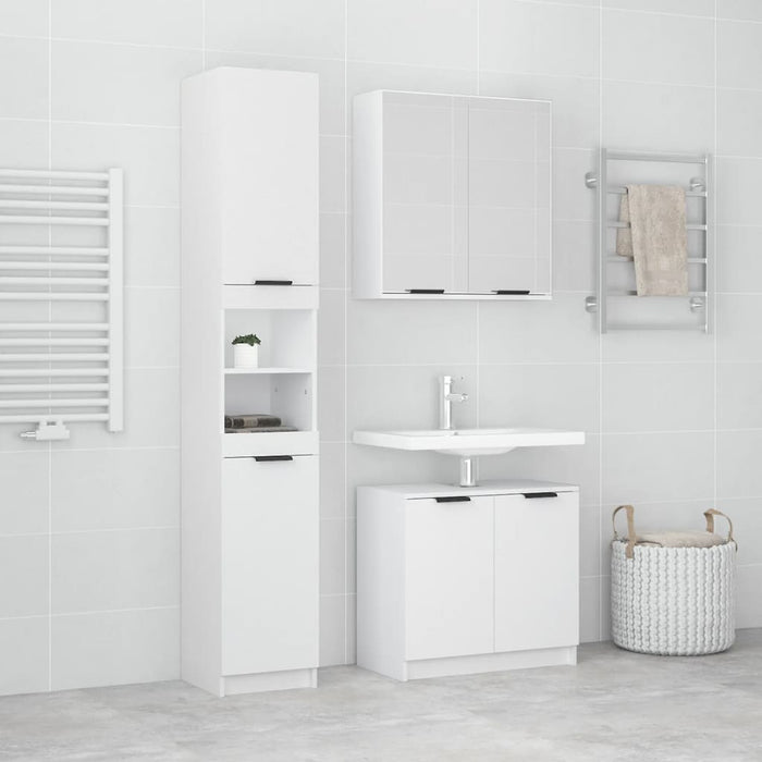 Set di Mobili da Bagno 3 pz Bianco in Legno Multistrato cod mxl 52850