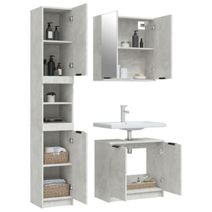 Set Mobili da Bagno 3 pz Grigio Cemento in Legno Multistrato cod mxl 19964