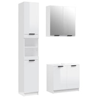 Set Mobili da Bagno 3 pz Bianco Lucido in Legno Multistrato 3115880