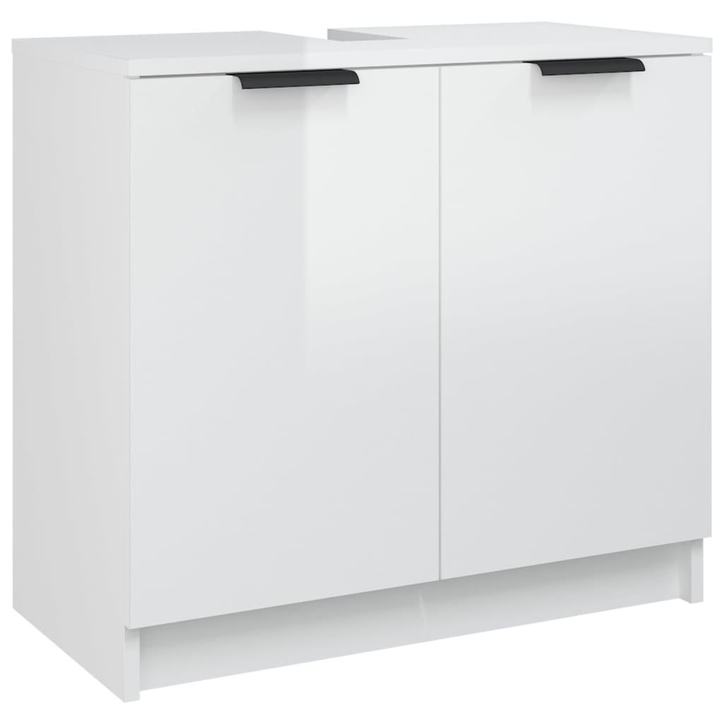 Set Mobili da Bagno 3 pz Bianco Lucido in Legno Multistrato 3115880