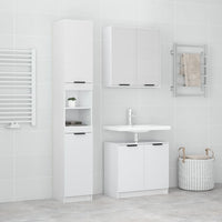 Set Mobili da Bagno 3 pz Bianco Lucido in Legno Multistrato 3115880