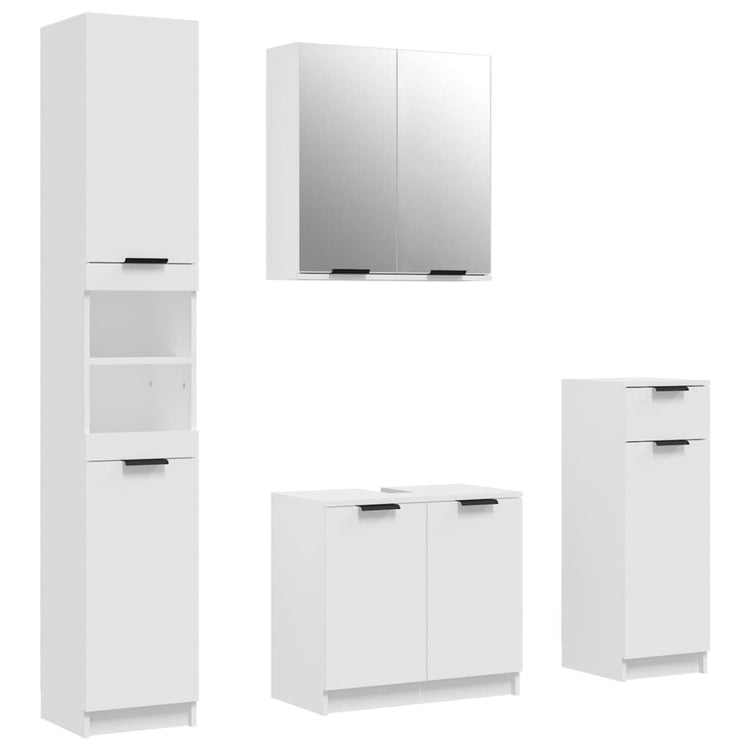 Set di Mobili da Bagno 4 pz Bianco in Legno Multistrato