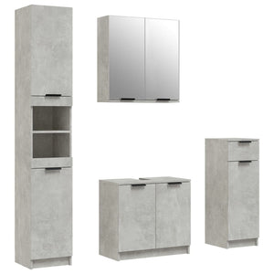 Set Mobili da Bagno 4 pz Grigio Cemento in Legno Multistrato cod mxl 19960