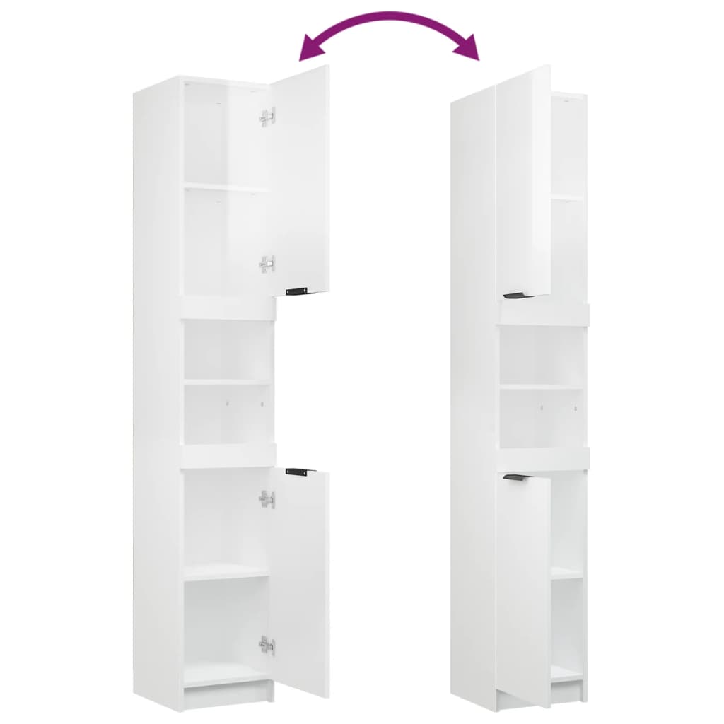 Set Mobili da Bagno 4 pz Bianco Lucido in Legno Multistrato 3115888