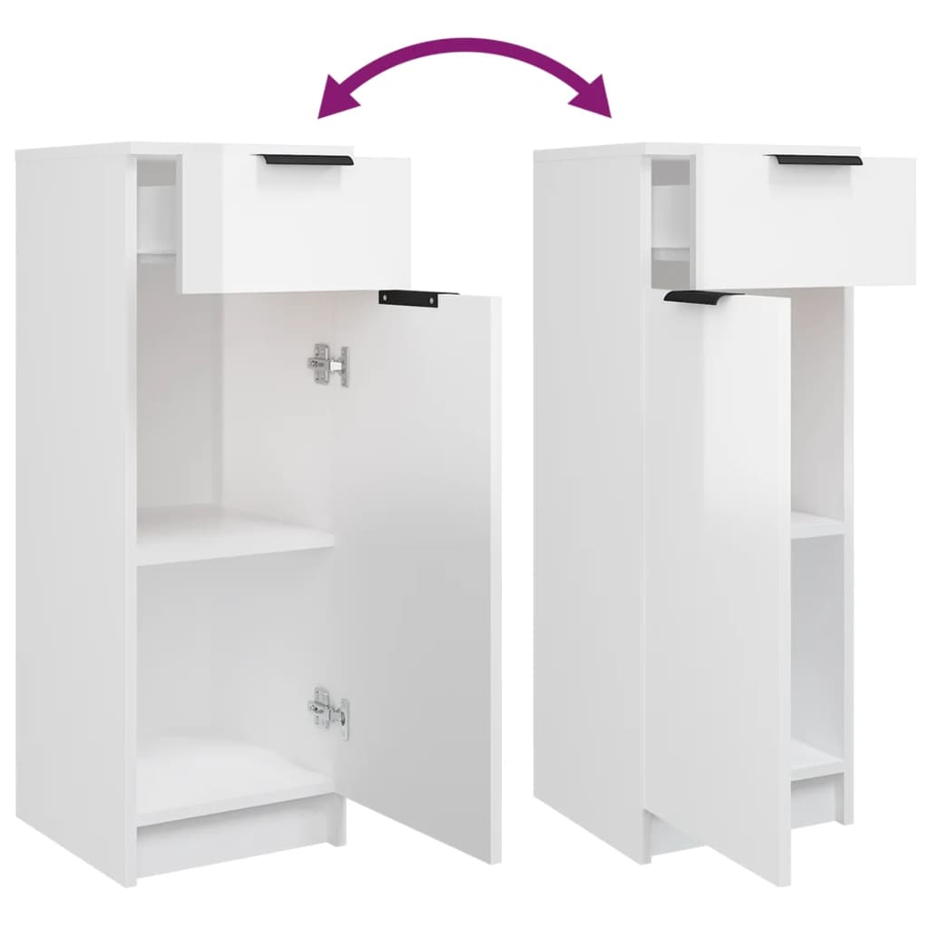 Set Mobili da Bagno 4 pz Bianco Lucido in Legno Multistrato 3115888