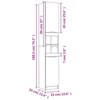 Set Mobili da Bagno 4 pz Rovere Fumo in Legno Multistrato cod mxl 39474