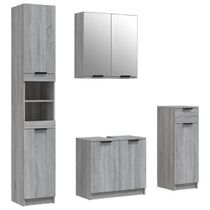 Set Mobili da Bagno 4 pz Grigio Sonoma in Legno Multistrato cod mxl 12647