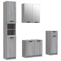 Set Mobili da Bagno 4 pz Grigio Sonoma in Legno Multistrato 3115890